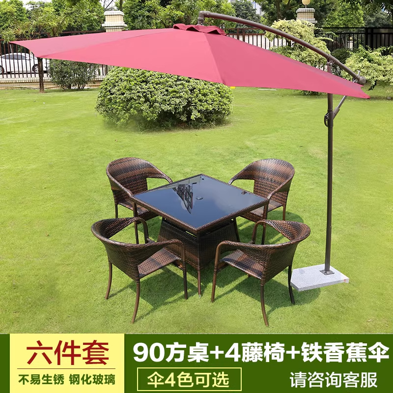 Mesa y silla al aire libre patio de caña tres piezas set terraza al aire libre balcón jardín ocio cabello de caña comedor combinación de mesa y silla