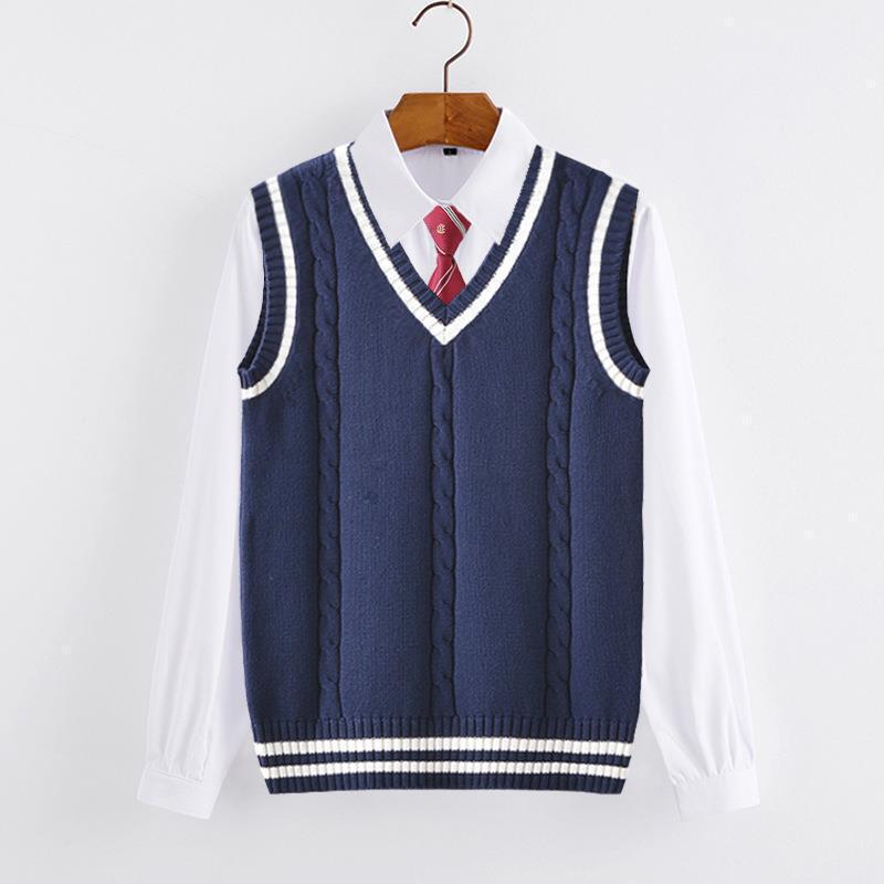 2025 Korean Style Preppy Style Sweater Autumn and Winter Style V Neck Twist Vest Women's Pullover Vest New Style 2025 Korean Style Preppy Style Sweater Autumn and Winter Style V Neck Twist Vest Women's Pullover Vest New Style