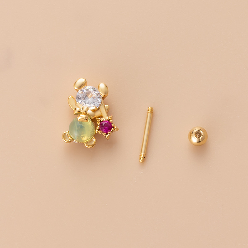 Henson Nouvelle tige mince en acier inoxydable Vis Boule torsadée Oreille Coréenne Zircon Boucles d'oreilles Mode Ponction Boucles d'oreilles_voghion.com