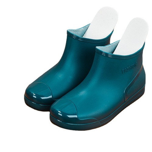 Cross-border new waterproof shoes for female students, rain boots, low-top short boots, fashionable plastic shoes, non-slip and warm, fleece-lined cotton slip-on shoes