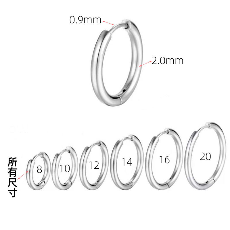 Cruz-Frontera de acero de titanio redondo personalizado de los hombres y las mujeres de hip hop pendientes de acero inoxidable versátil de 18 quilates de oro estudiante línea de oreja anillo de oreja