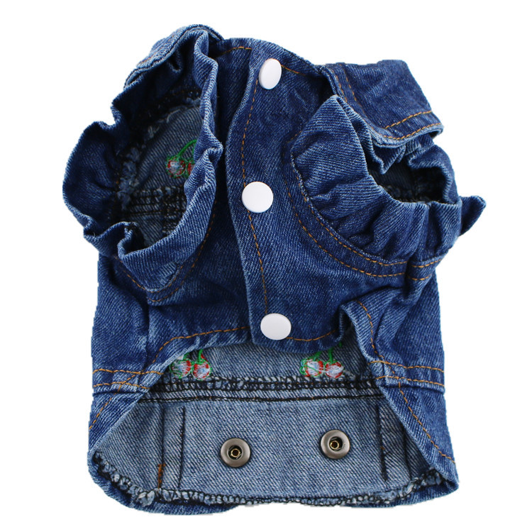 Cute Denim Cherry Pet Clothing display picture 2