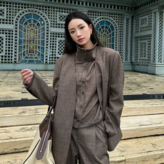 ELSISSI随性西装外套女2025秋季新款时尚韩版休闲小个子长袖上衣