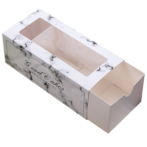 Cake towel roll dessert box color printed pastry box white cardboard drawer type baked goods store packaging box