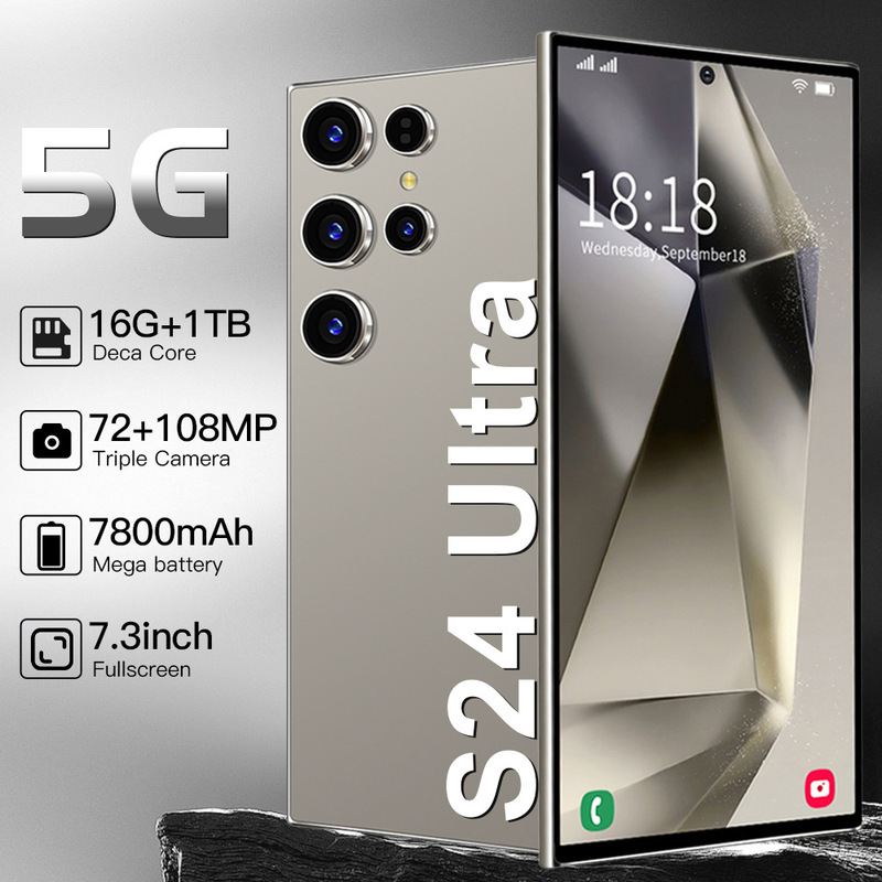 Ozon Hot Selling S24Ultra Built-In Pen Android Smartphone 7.3-Inch 16+1t Memory Manufacturer in Stock