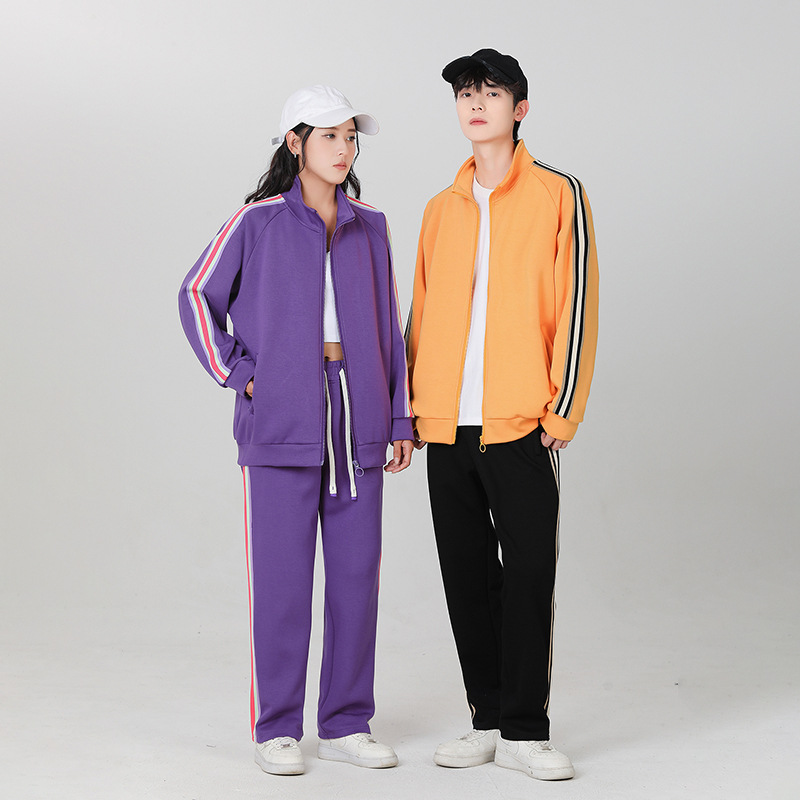 봄과 가을 세트 레저 칼라 카디건 스웨터 300G 스페이스 코튼 패션 조커 커플 세트