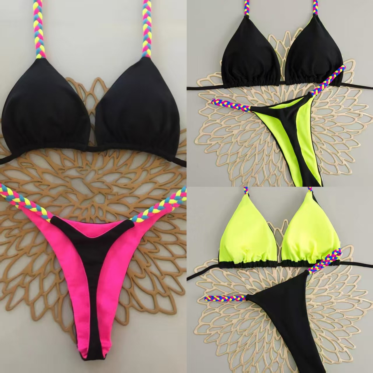 2025 New Bikini Three-Point Tight Split Women's Swimsuit Bikini Swimsuit Push-Up Leopard Print Sexy Style