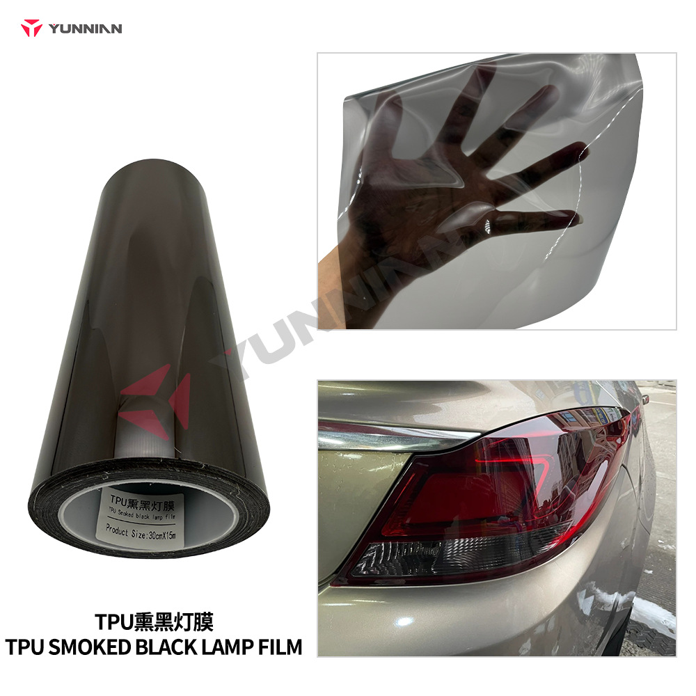 Car headlight protective film — YUNNIAN Light/Dark Black Smoked - tpu-smoked-black-75mil-3-year-warranty-031m