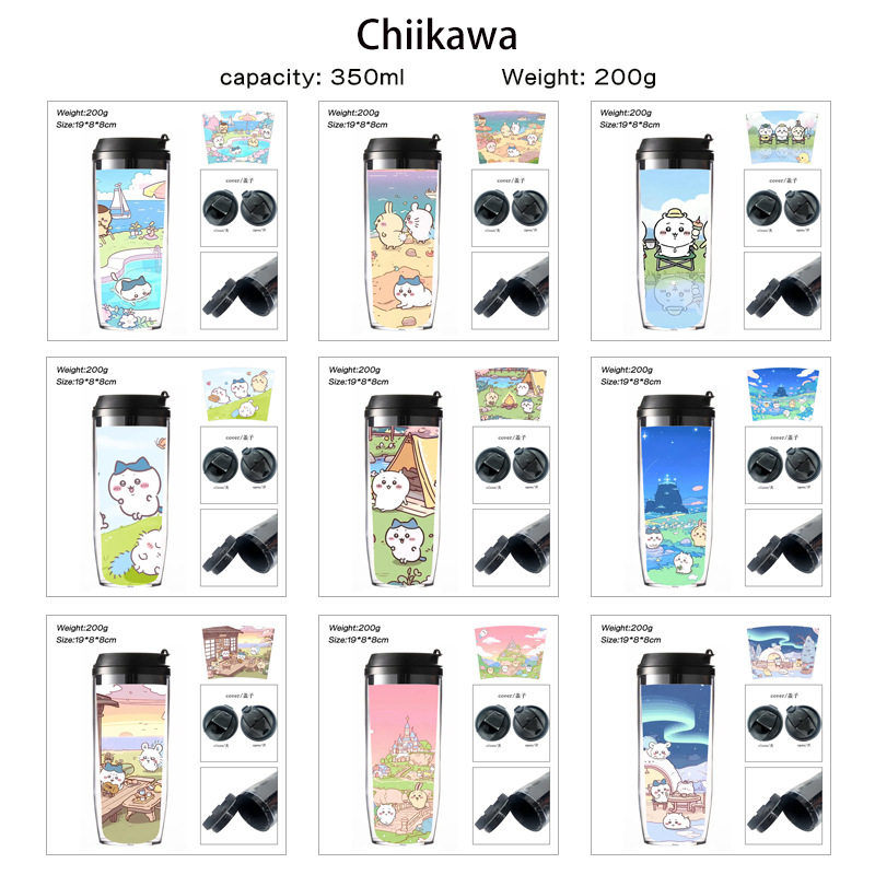 Chiikawa cup anime merchandise double-layer insulated plastic cup for men and women, sports water bottle, drinking cup, tea cup
