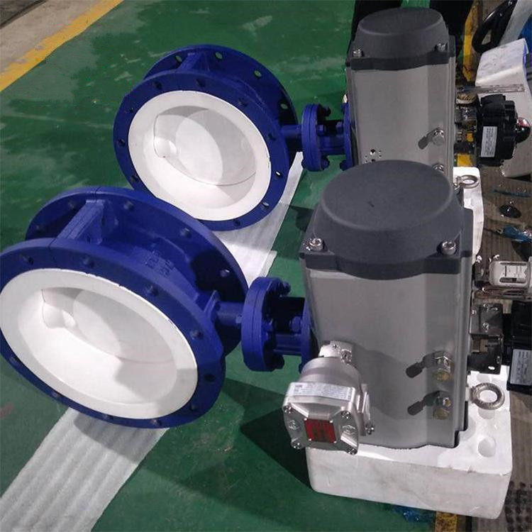 D941F46-10P 衬四氟法兰蝶阀 衬氟蝶阀 D941F46 电动衬氟蝶阀DN50