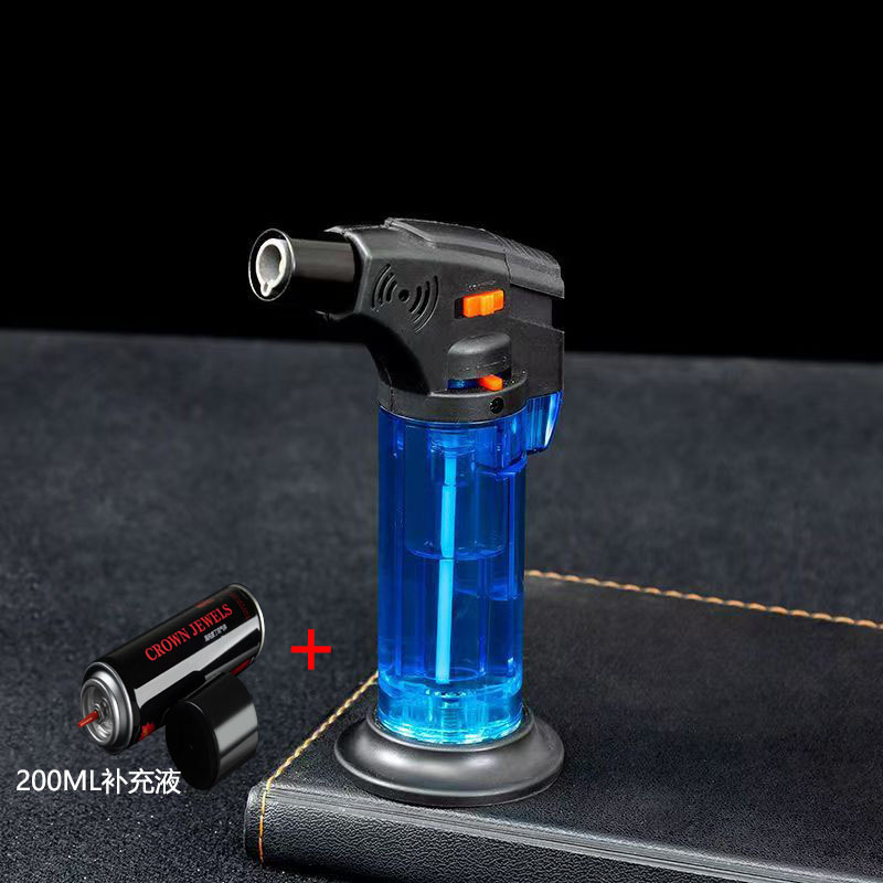 透明なストレート火炎銃ロック可能な火災防風インフレータブルライター卸売灸灸点火ライター|undefined