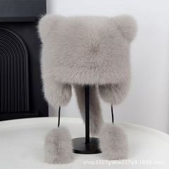 リトルアライグマ耳保護模擬キツネの毛皮冬暖かいかわいいファッショナブルな多用途親子毛皮雷峰帽子
