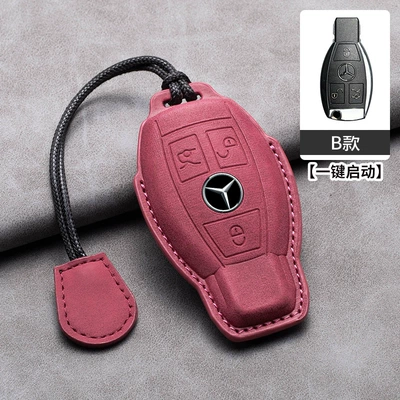 Car key bag C- Class Key Cover - mercedes-benz-hollow-type-b-volcanic-red-leather-rope