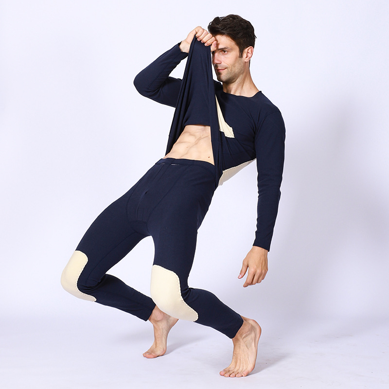 Autumn and winter new men's German patch thermal underwear round colored autumn clothes autumn pants cation warm suit