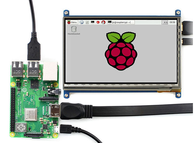 树莓派4代B/3代B+ 7寸电容屏 液晶屏 LCD高清显示屏带外壳