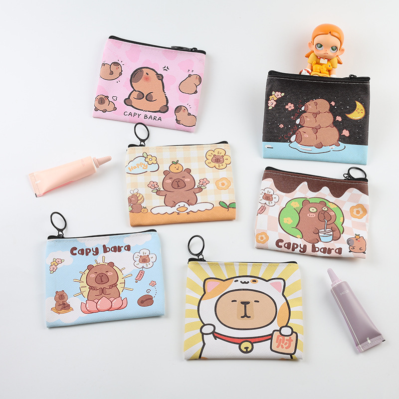 Capybara Coin Purse Mini Bag Ins Style Capybara Water Animal Children's Capybara Card Holder Pu Small Bag Portable