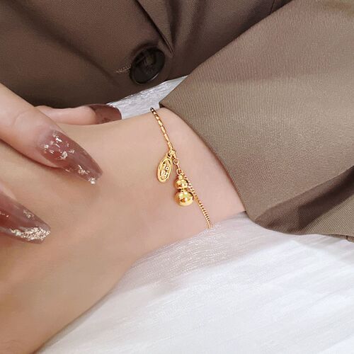 Lucky gourd bracelet new year female summer ins niche high-end bestie 18k gold titanium steel non-fading new