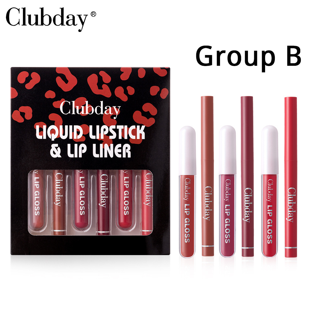 Clubday Lip Makeup 1+1 Set: Velvet Lip Gloss, Outlining Lip Pen, matte finish, long-lasting waterproof undefined