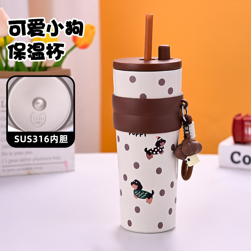 Nueva taza de paja de alto valor facial con cuerda 316 taza de aislamiento térmico de acero inoxidable taza de hielo portátil de gran capacidad