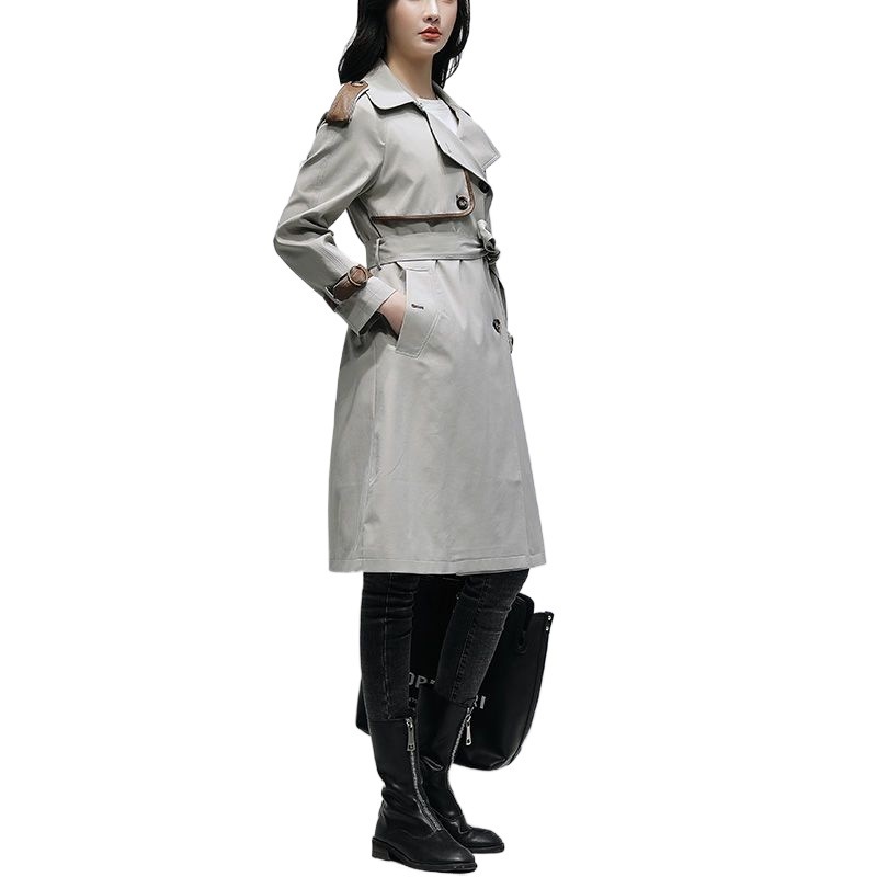专柜风衣女2025新款修身气质感中长款过膝英伦风大衣潮|undefined