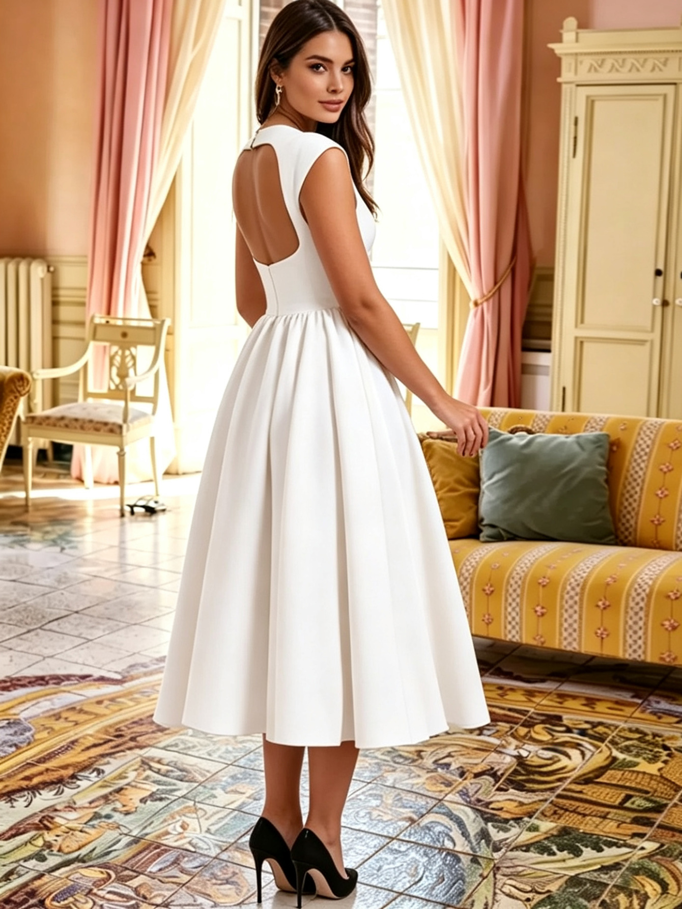 963W vestido de mujer transfronterizo europeo y americano Amazon sexy malla blanco de cuello redondo vestido de fiesta de boda
