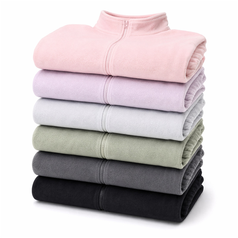 Parent-child fleece cardigan jacket, men's and children's double-sided fleece lining, women's outdoor outerwear