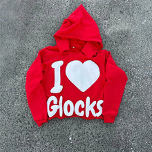 2025美式跨境秋季新款潮流字母发泡印花连帽衫宽松日常男女款卫衣