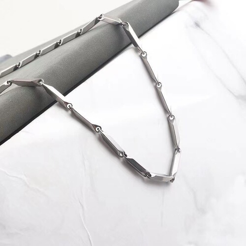 Men's Trendy Personality Simple Titanium Steel Colorfast Hip-Hop Extended Decorative Chain Necklace Rhombus Clasp Chain Trendy