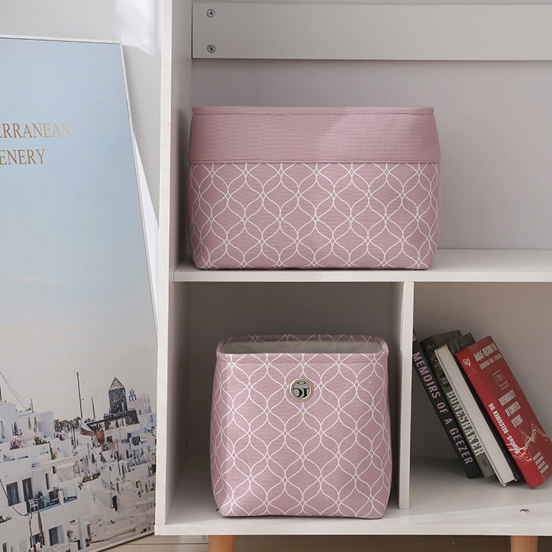 帆布收納箱 衣柜桌面整理置物筐粉色 帆布收納筐現(xiàn)代簡約雜物整理
