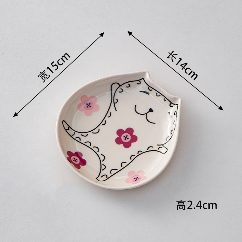 Creativo gatos de cerámica adorable modelado platos de frutas ensalada frías nueces platos cubiertos al por mayor