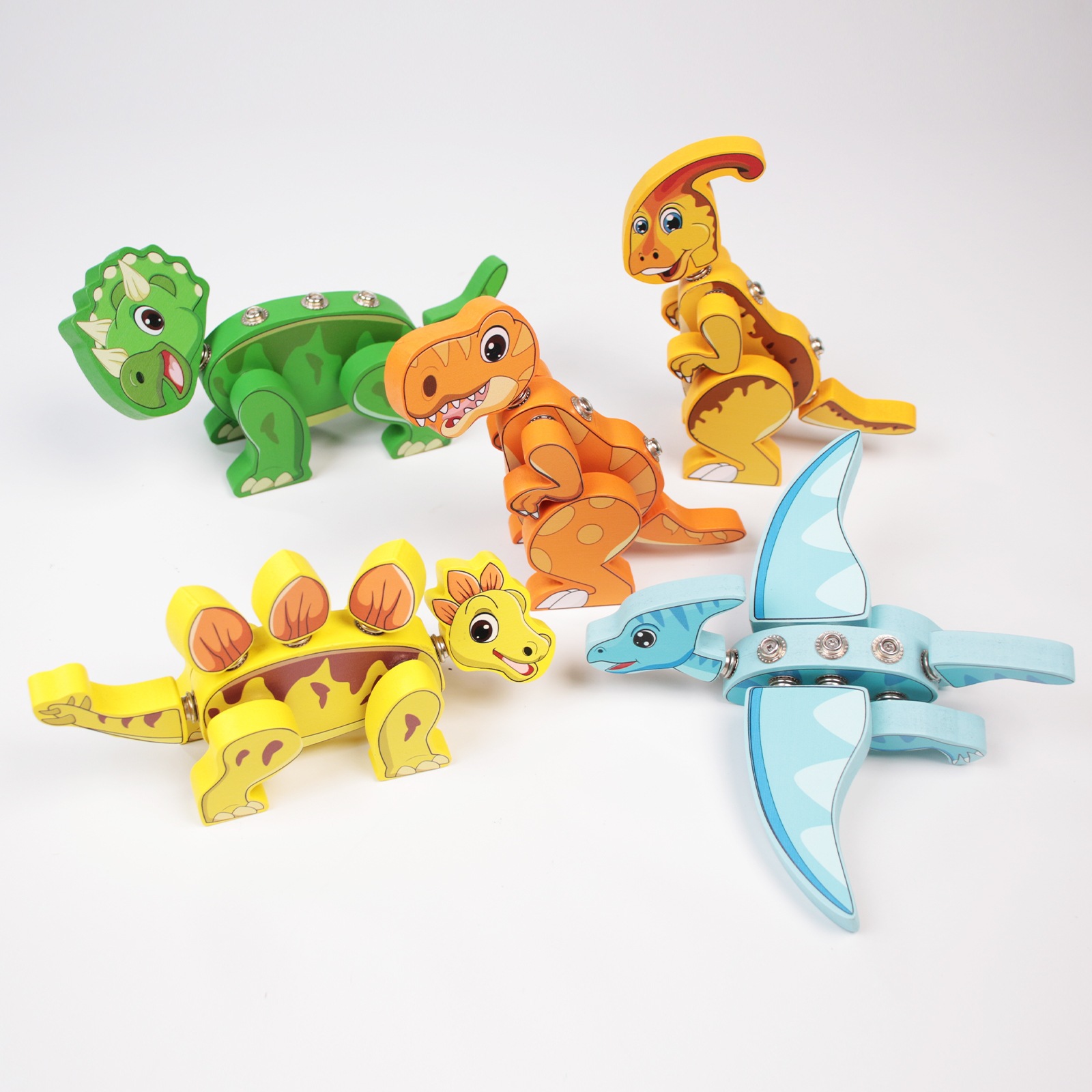 Creativo transfronterizo bricolaje hebilla ensamblaje de bloques de construcción de dinosaurios dibujos animados tridimensionales rompecabezas de animales costura bloques de construcción juguetes educativos