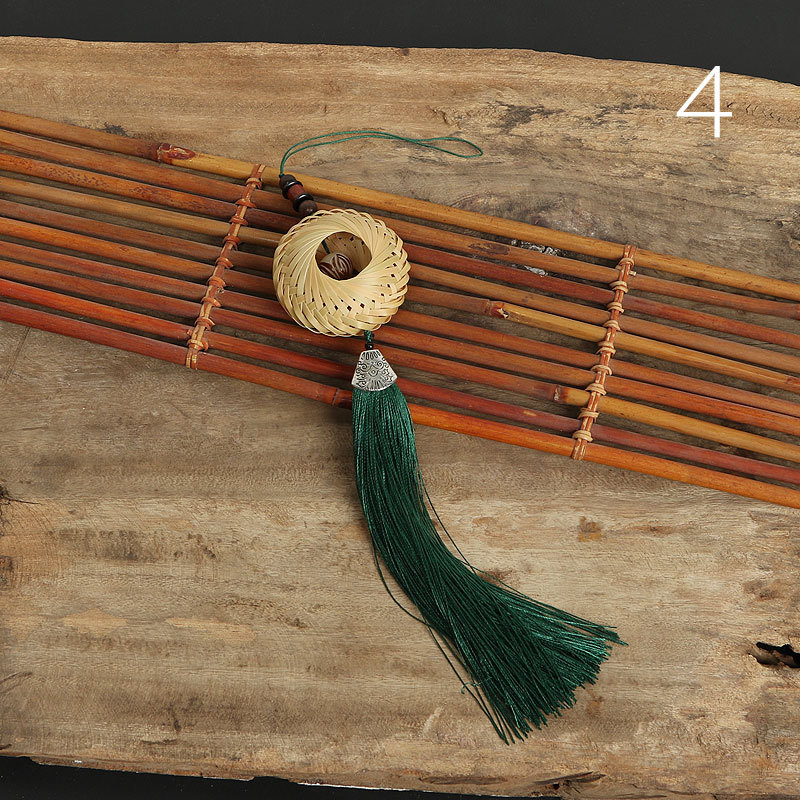 Joyería de estilo antiguo hecho a mano de bambú tejido hanfu accesorios chino colgante oído ventilador clásico estilo antiguo ventilador plegable ventilador redondo borla Accesorios