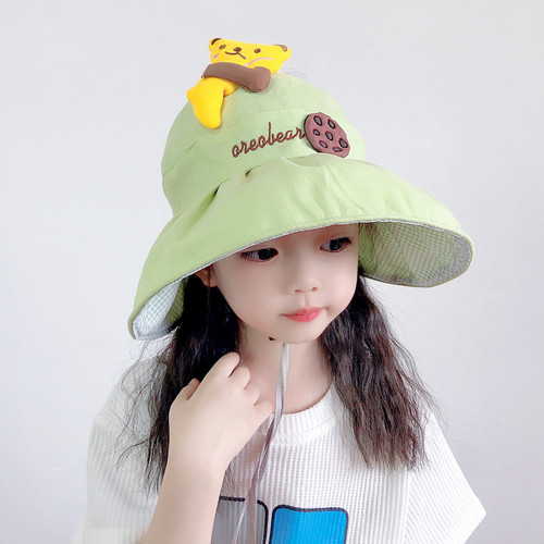 Children's sun protection hat, large brim, hollow top sun hat, boys and girls summer thin anti-UV baby sun hat