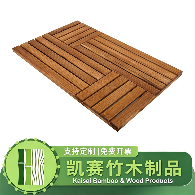 Solid wood non-slip bathroom foot mat, bathroom floor mat, outdoor shower room anti-slip mat, storage mat, cross-border in-stock