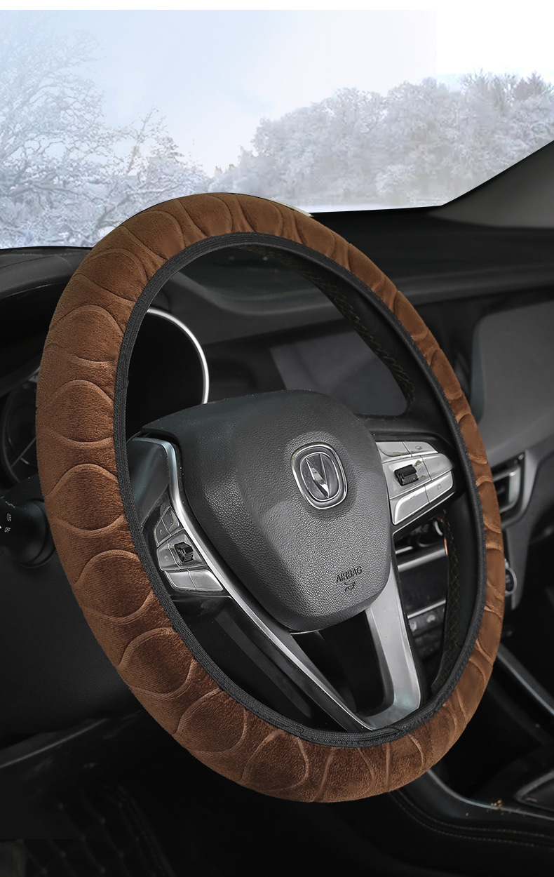 New car steering wheel cover without inner ring winter short plush warm non-slip short plush handle cover Choice