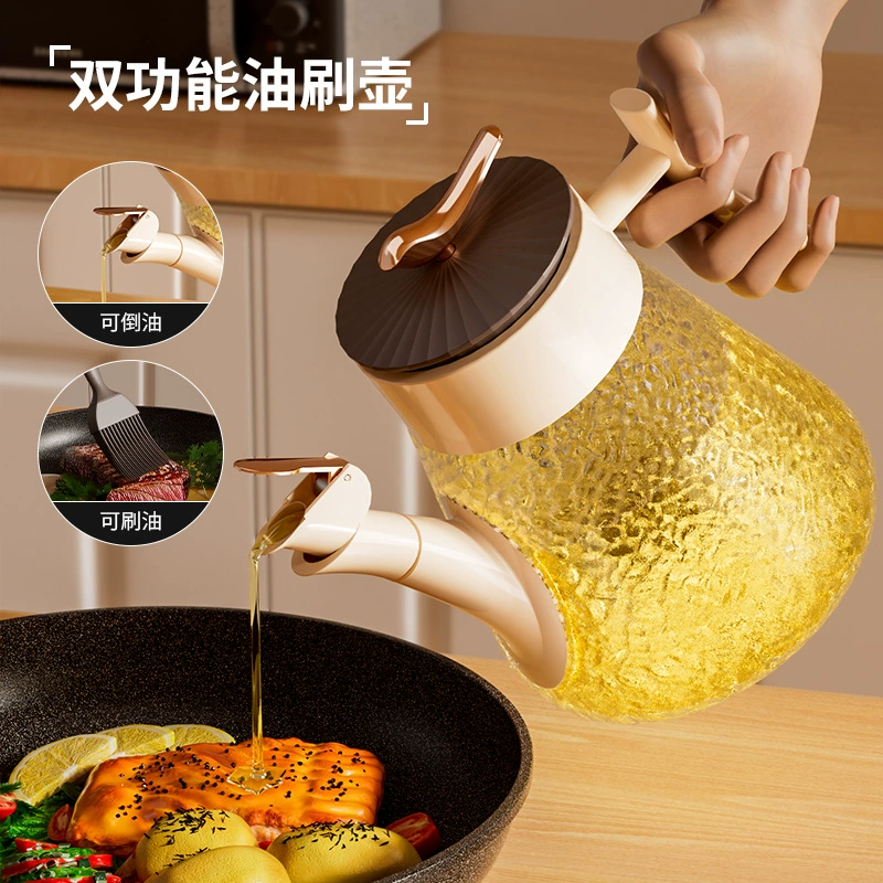 Бутылка для масла с кисточкой 2025, новый масляный контейнер для кухни, специальный безмасляный подвесной стеклянный контейнер для пищевых продуктов, большой объем