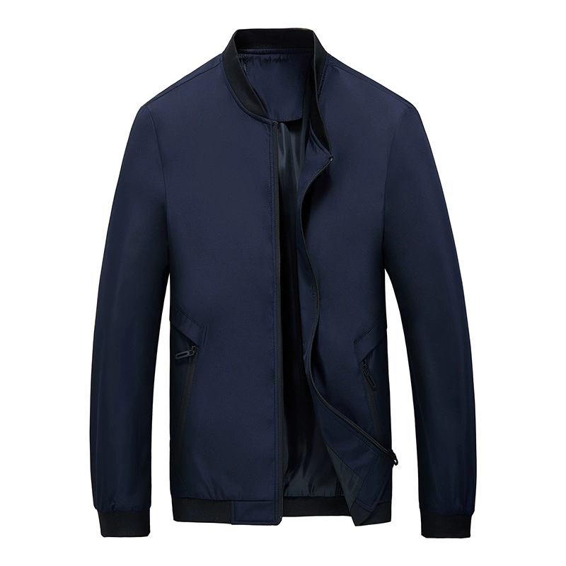 Весенне-осенняя куртка с воротником-стойкой, повседневная куртка с очень большим верхом, тонкий Бейсбольный воротник, мужская куртка среднего и пожилого возраста