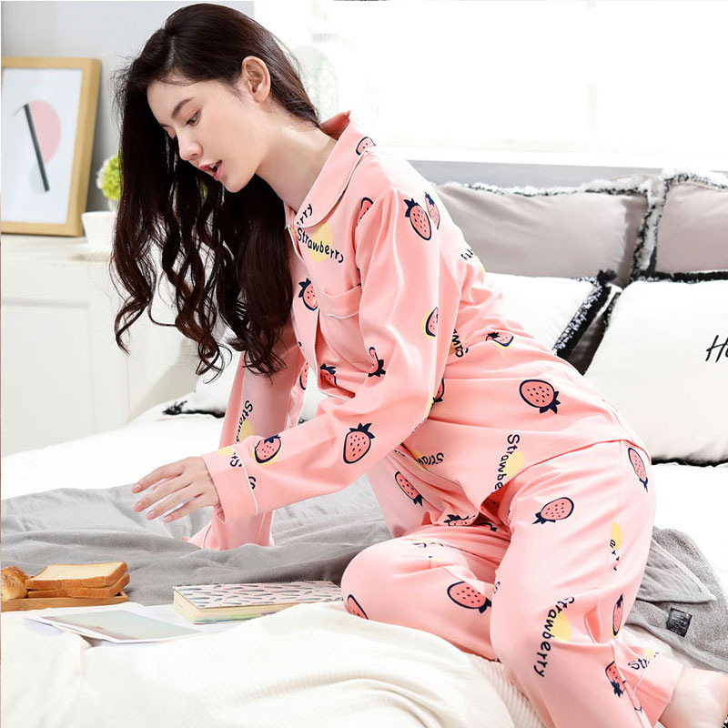 Pijamas para mujer Primavera Otoño Invierno 100% algodón de manga larga Otoño de mediana edad más tamaño madre desgaste del hogar traje