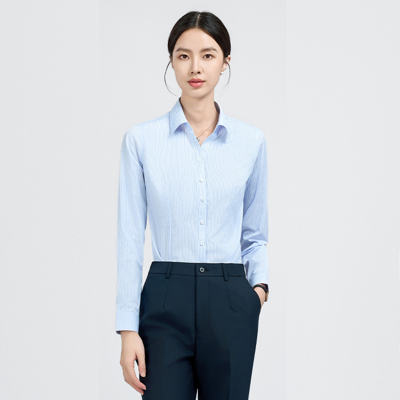 Women's shirt long sleeve commuter 60 cotton white shirt business wear bottoming shirt formal wear Hotel bank sales work clothes