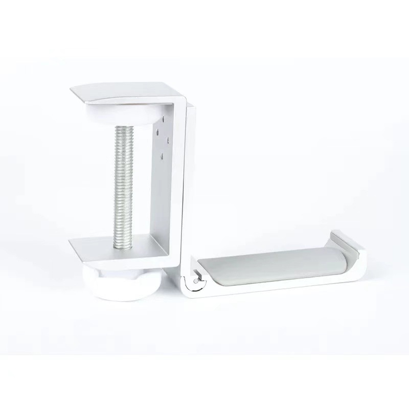 Molde privado sin perforar mesa tipo clip gancho auricular montado en la cabeza soporte para auriculares giratorio de 360 grados soporte para almacenamiento de artículos diversos