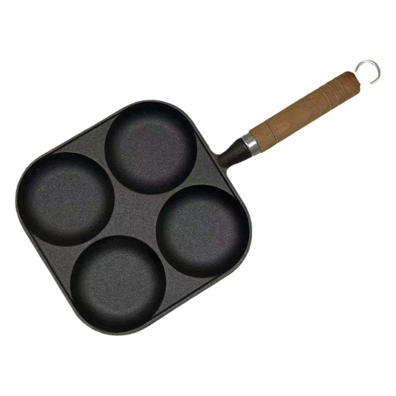 Утолщенная чугунная сковорода Три отверстия Четыре отверстия Сковорода для яиц Сковорода для блинов Сковорода для яичных пельменей Завтрак Свинина Железное яйцо Хан Яйцо Пельмени Антипригарное