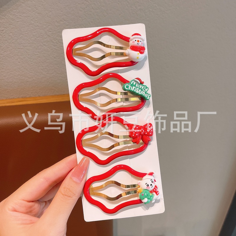新しい女の子のかわいいクリスマスヘアピン子供用中空雲ヘアピンサンタスーツ赤いヘアアクセサリー|undefined