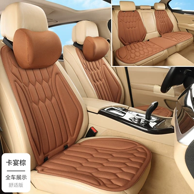 Four Seasons Pad — design, non-slip and breathable - cayenne-brown-full-set-of-seven-pieces-2-headrests-thermoformed-in-one-piece