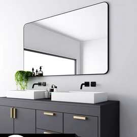 厂家直销卫浴镜圆角壁挂浴室卫生间镜子化妆镜挂墙免打孔贴墙镜子