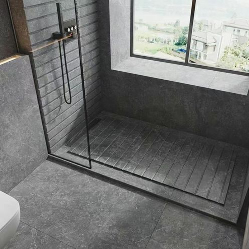 Shower trough tile 750x 1500 non-slip shower floor tile marble 600x 1200 gray checkered trough