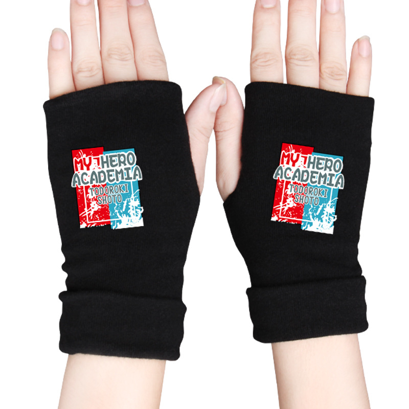 My Hero College Gloves Frozen Two-dimensional Animation Surrounding Men's and Women's Typing Games Warm Half-finger Gloves