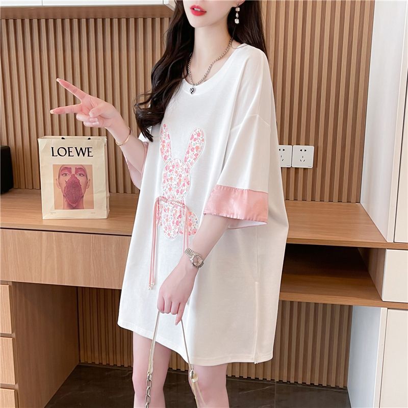 Maternity Wear 2026 New Summer Style Embroidered Floral Pure Cotton Short-Sleeved T-Shirt Summer Mid-Length Loose Age-Reducing Top