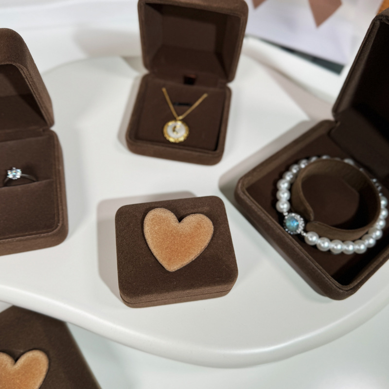 1 Pieza El Plastico Flocado Estilo Simple A Diario Forma De Corazón Joyeros display picture 4