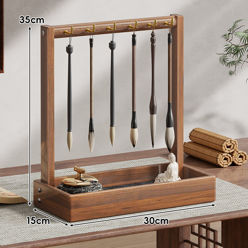 Soporte para Pinceles de Caligrafía de Madera, Multifuncional y Colgante, para Escritorio