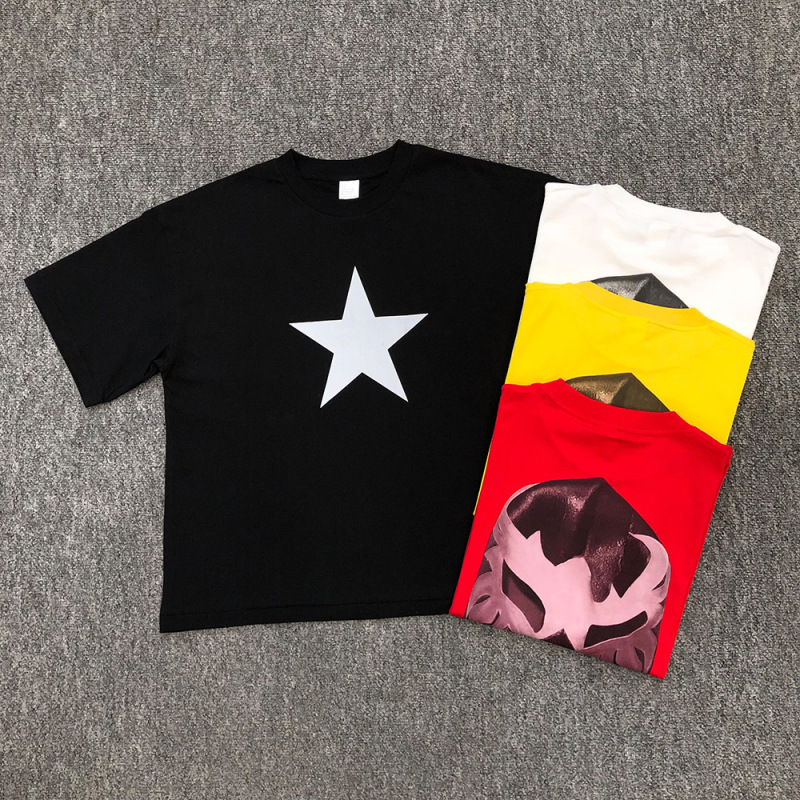Kanye Yeezy Same Style Los Angeles Bully Merchandise Ts-07 Mask Five-Pointed Star Short-Sleeve T-Shirt for Men Summer